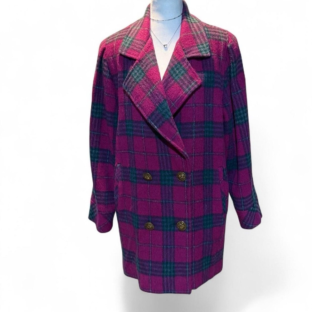 Pink Purple Soft Wool Women’s Coat Sz 14 Retro P-P21L31